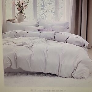 Bedsure King Cream duvet set 3 piece 104x90" Soft Prewash microfiber zipper New